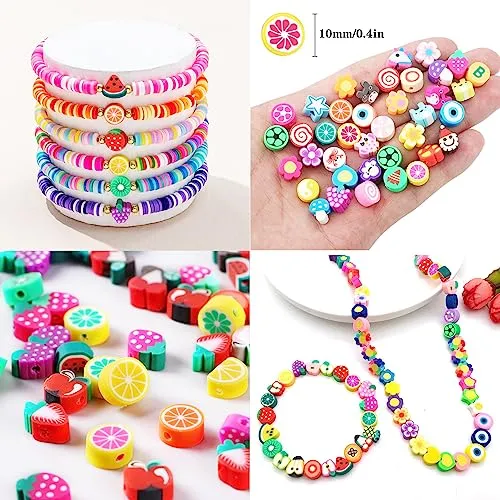 1000PCS Polymer Clay Beads Bracelet Making kit, 24 Style Cute Fun Beads Sports Ball Beads Baseball Basketball Soccer Rugby Volleyball Football Charms for Jewelry Making DIY Accessories for Women Girls