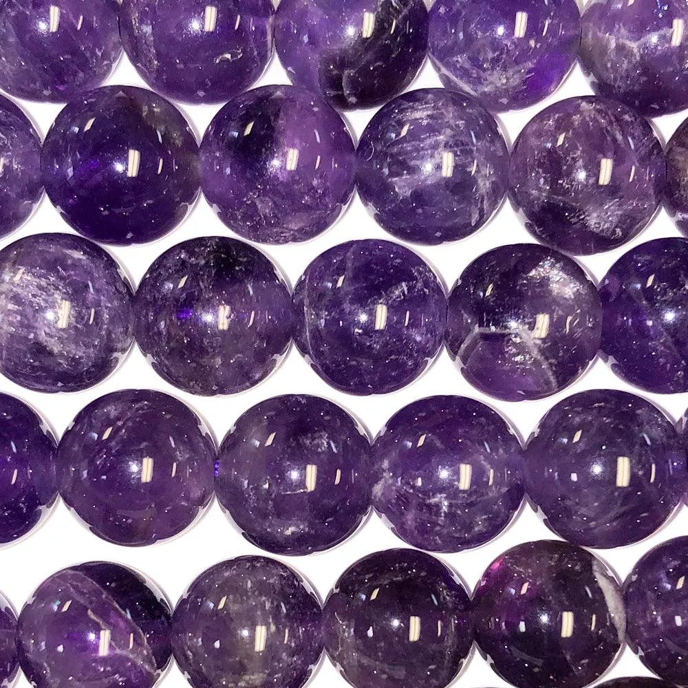 10mm Round Grade A Gemstone Beads - Amethyst (Pack of 10)