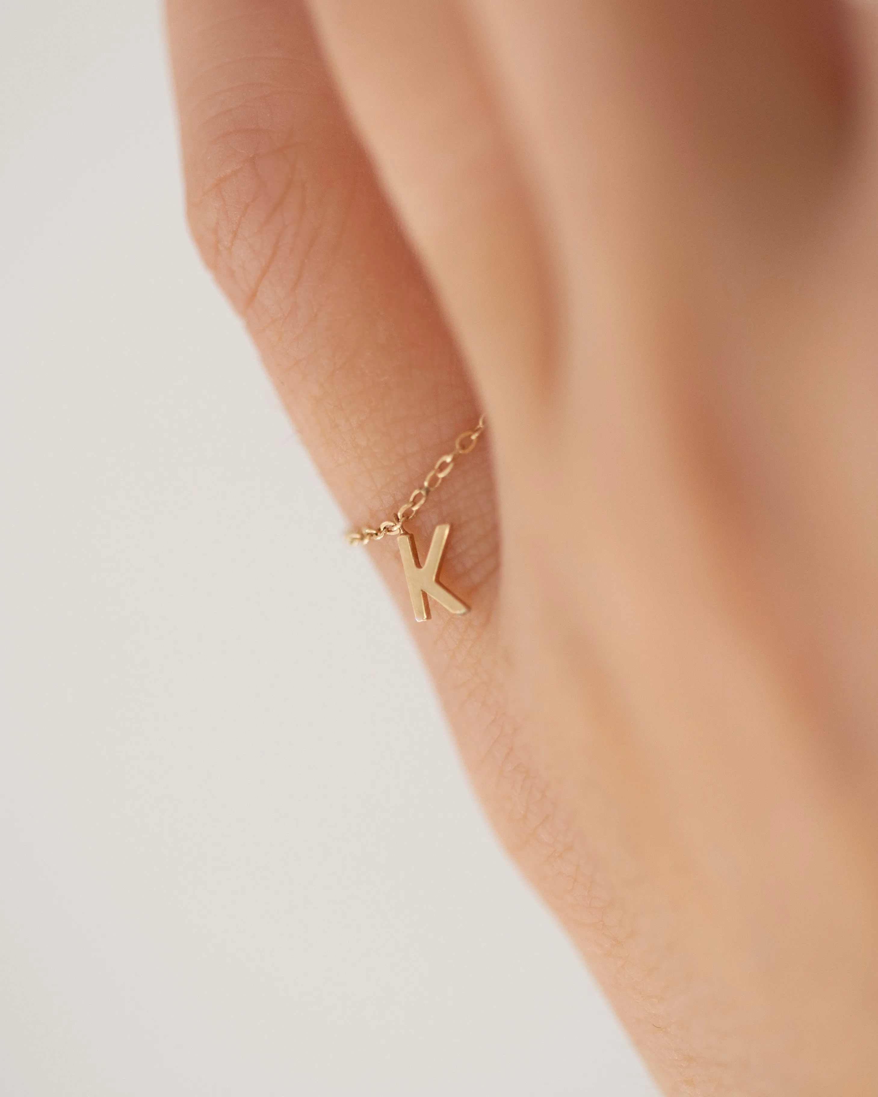 14k Super Dainty Chain Ring with Initial