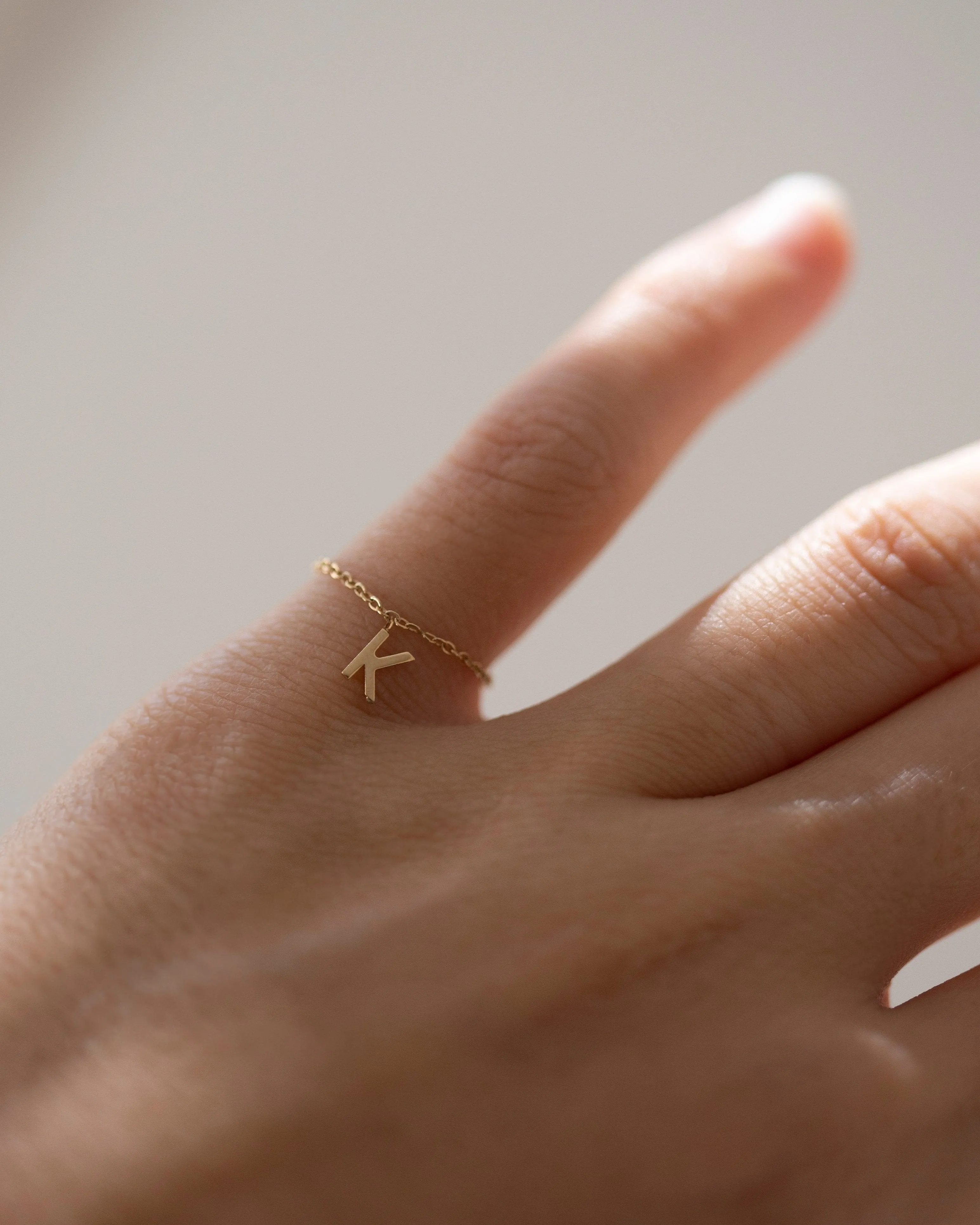 14k Super Dainty Chain Ring with Initial