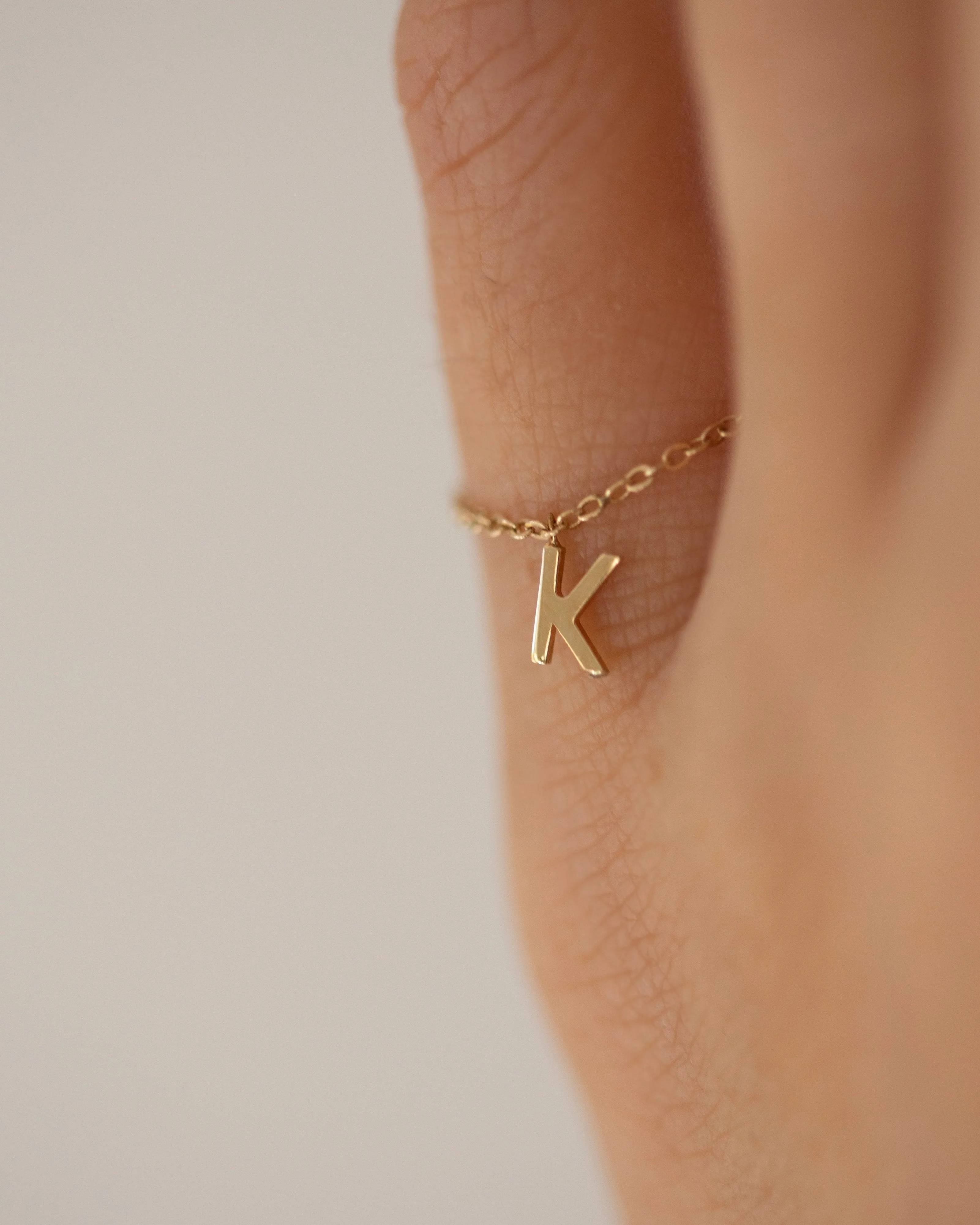 14k Super Dainty Chain Ring with Initial