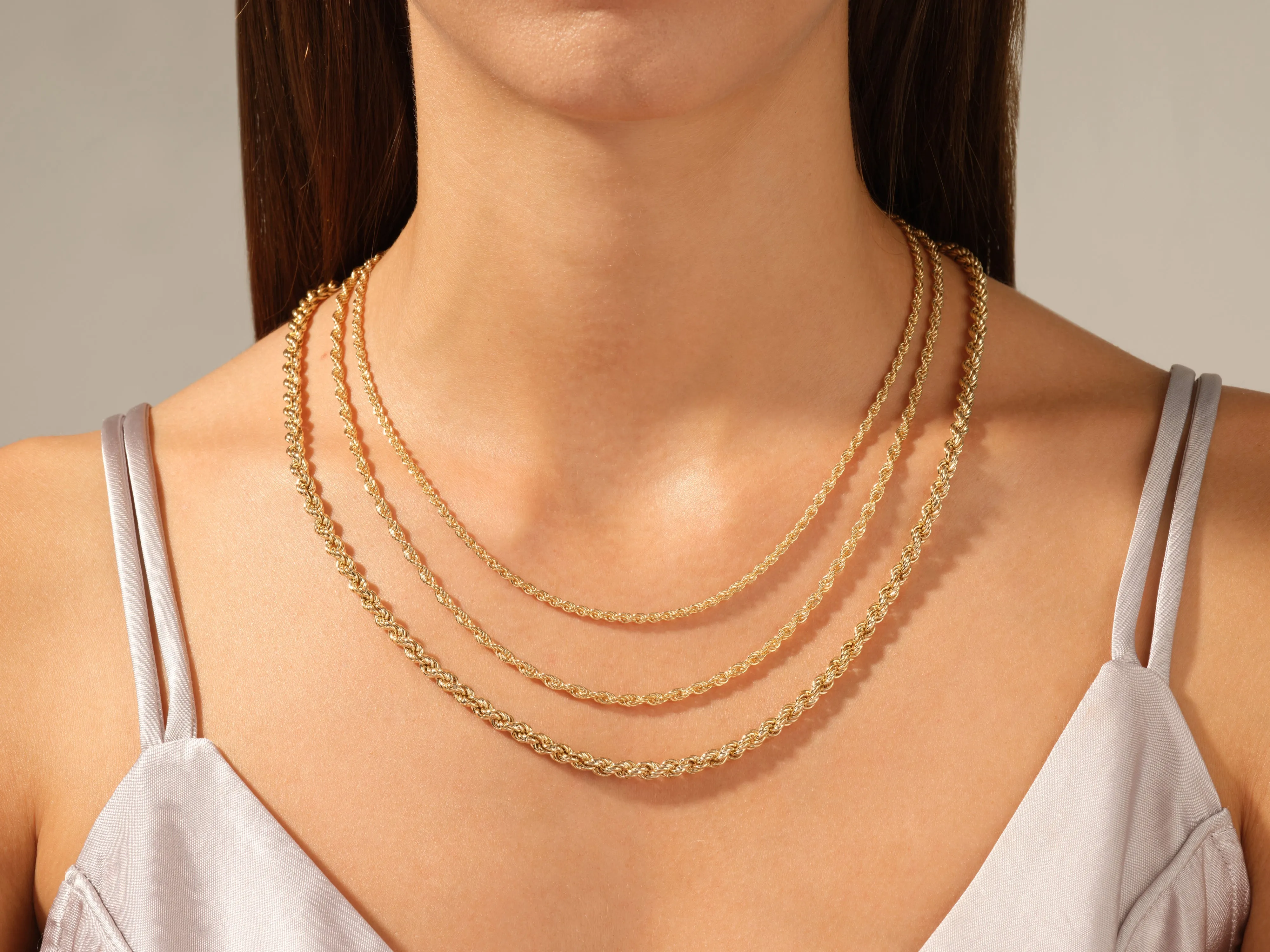 14k Yellow Gold 2.5mm Rope Chain Necklace