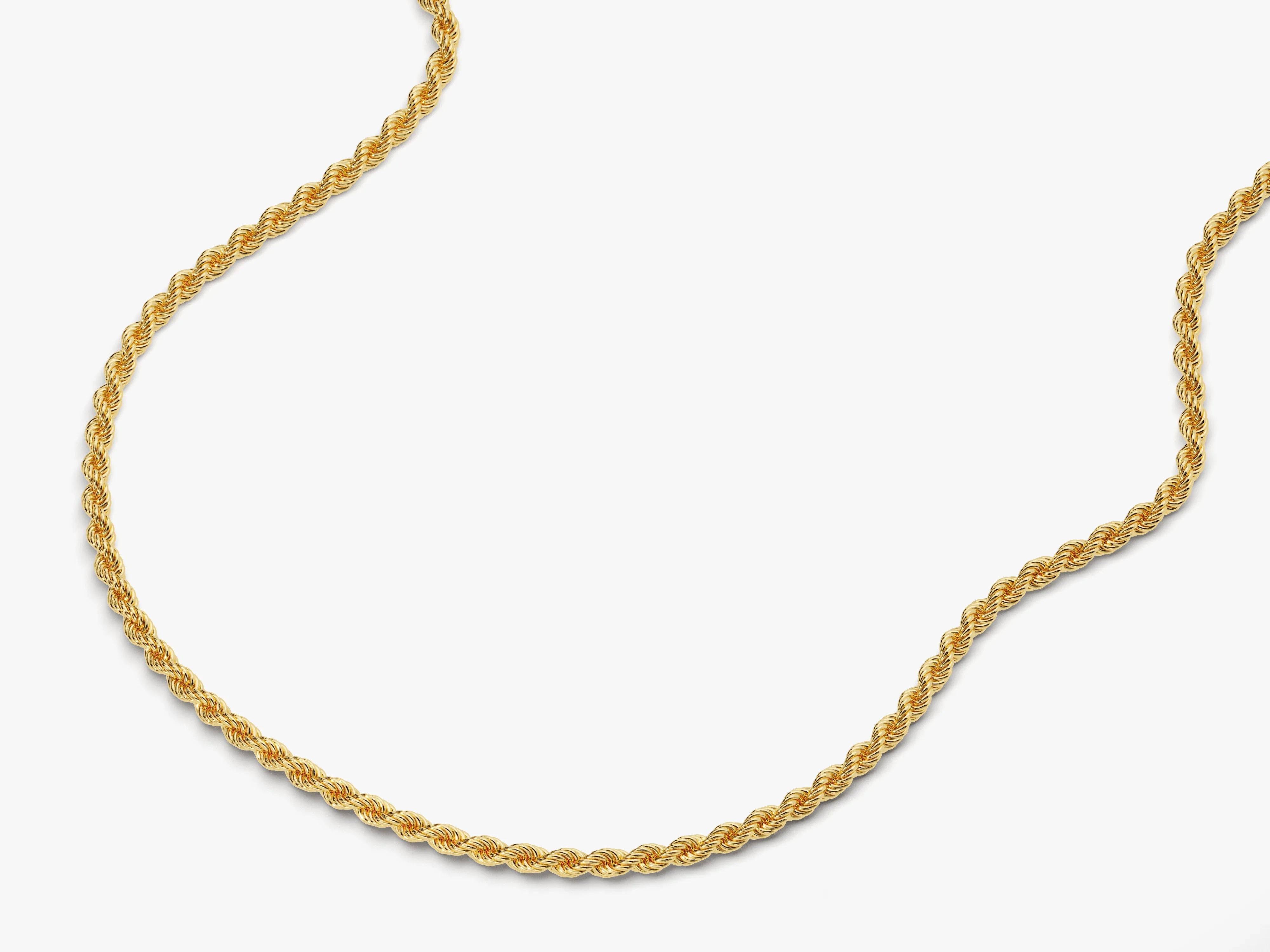 14k Yellow Gold 2.5mm Rope Chain Necklace