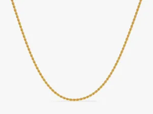 14k Yellow Gold 2.5mm Rope Chain Necklace