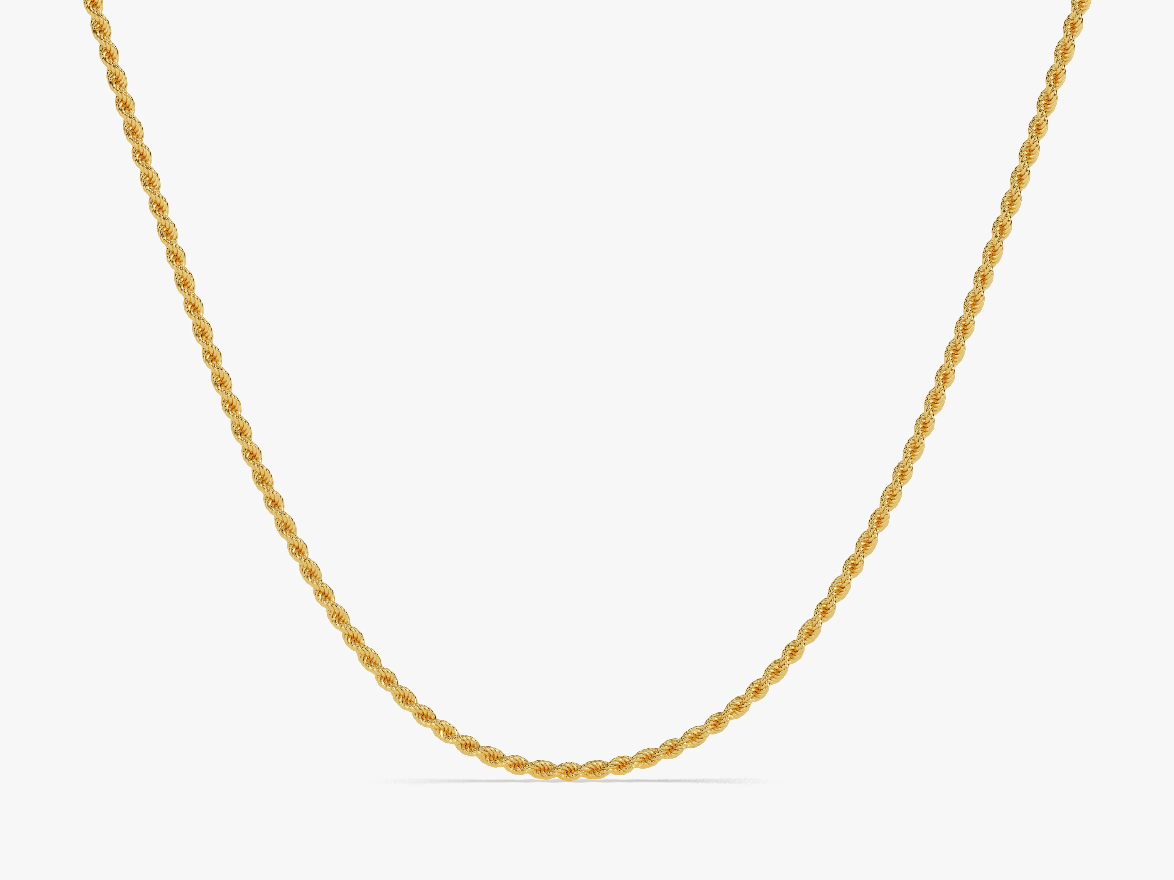 14k Yellow Gold 2.5mm Rope Chain Necklace