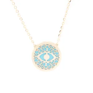 14k Yellow Gold & Turquoise Eye Pendant