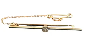 15ct Yellow Gold Diamond Bar Brooch