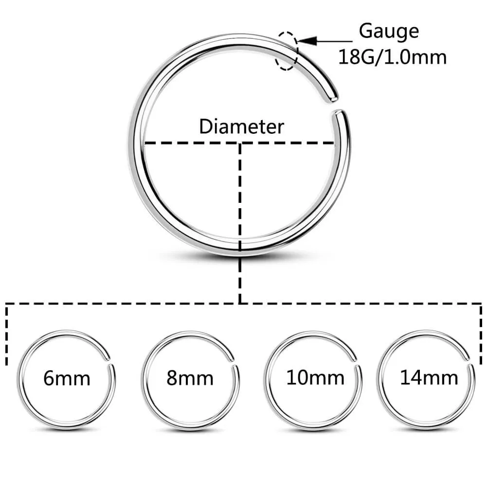 18G Simple Seamless Nose Hoop Cartilage Rings