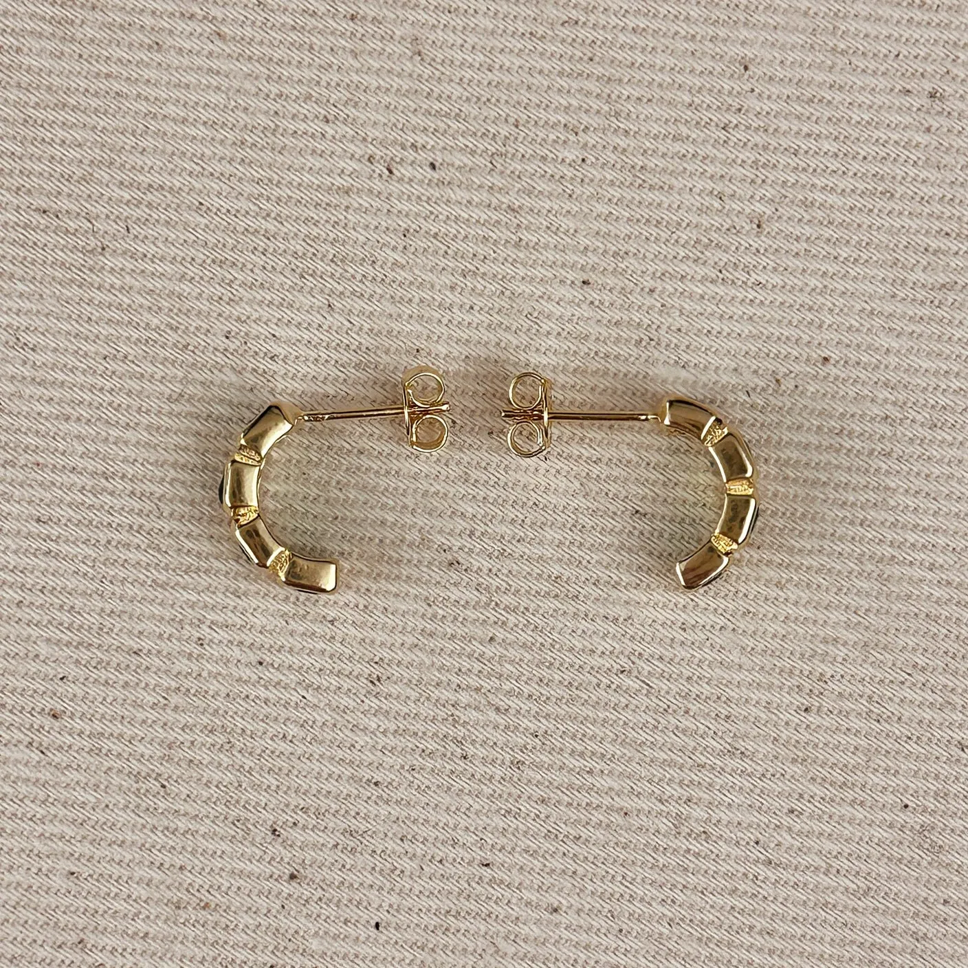 18k Gold Filled Chunky Cz Curve Earrings