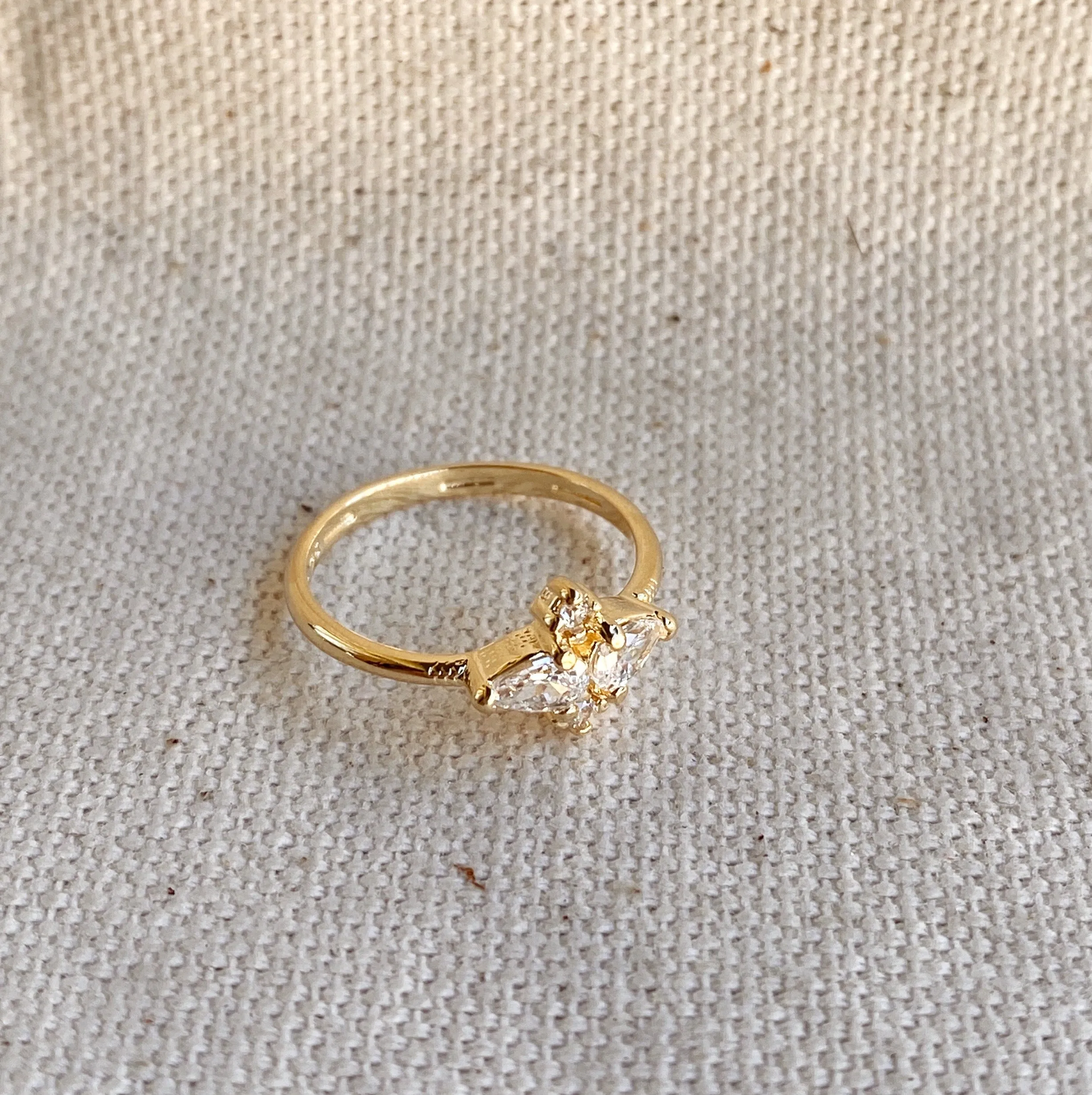 18k Gold Filled Vintage Flower Cubic Zirconia Ring