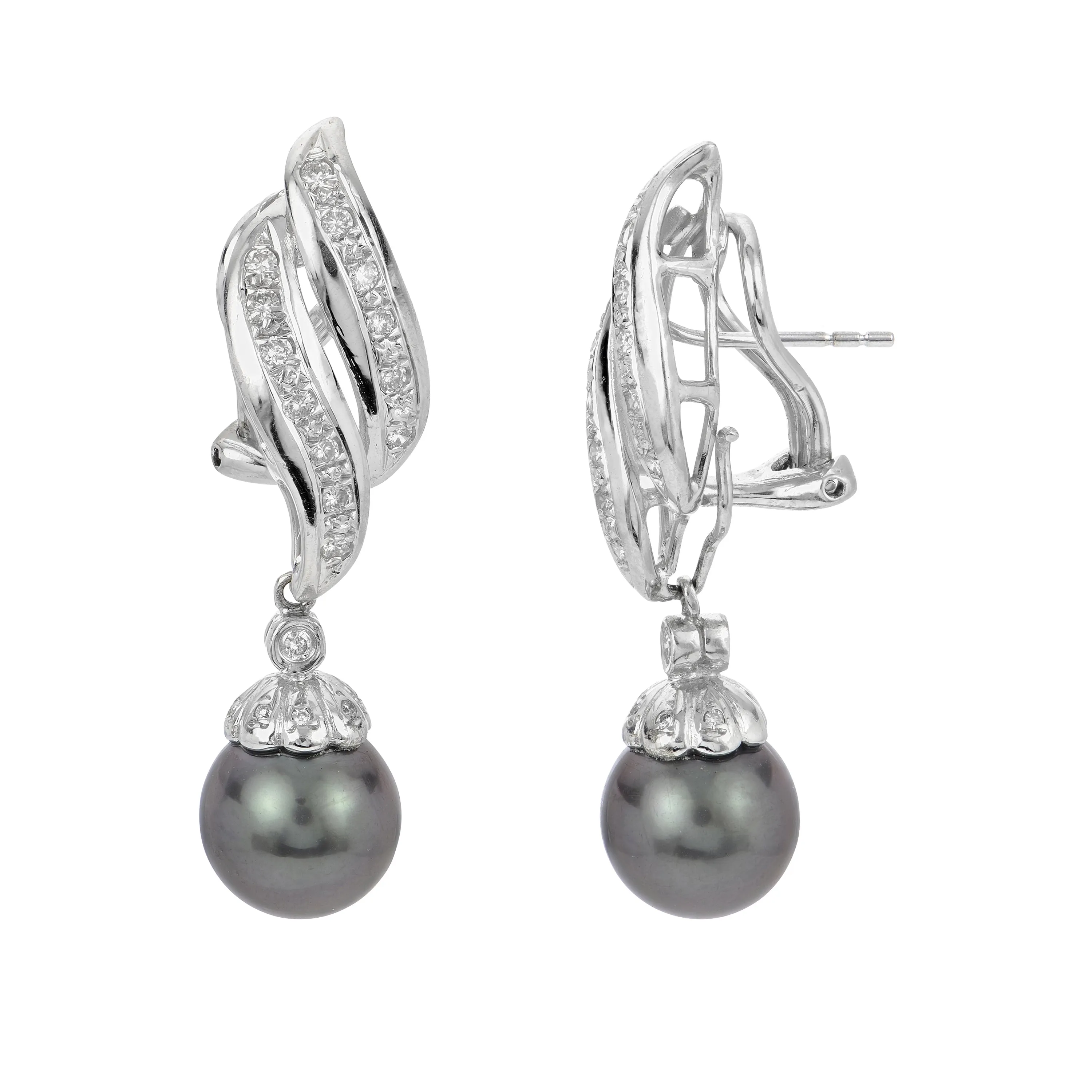 18KT White Gold Tahitian Earring