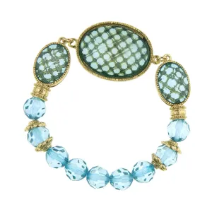 1928 Jewelry Light Aqua Blue Oval Faceted Stretch Bracelet