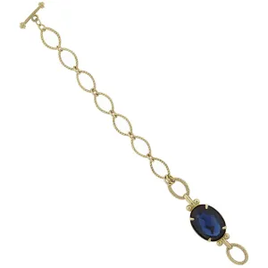 1928 Jewelry Oval Montana Blue Stone Link Chain Toggle Bracelet