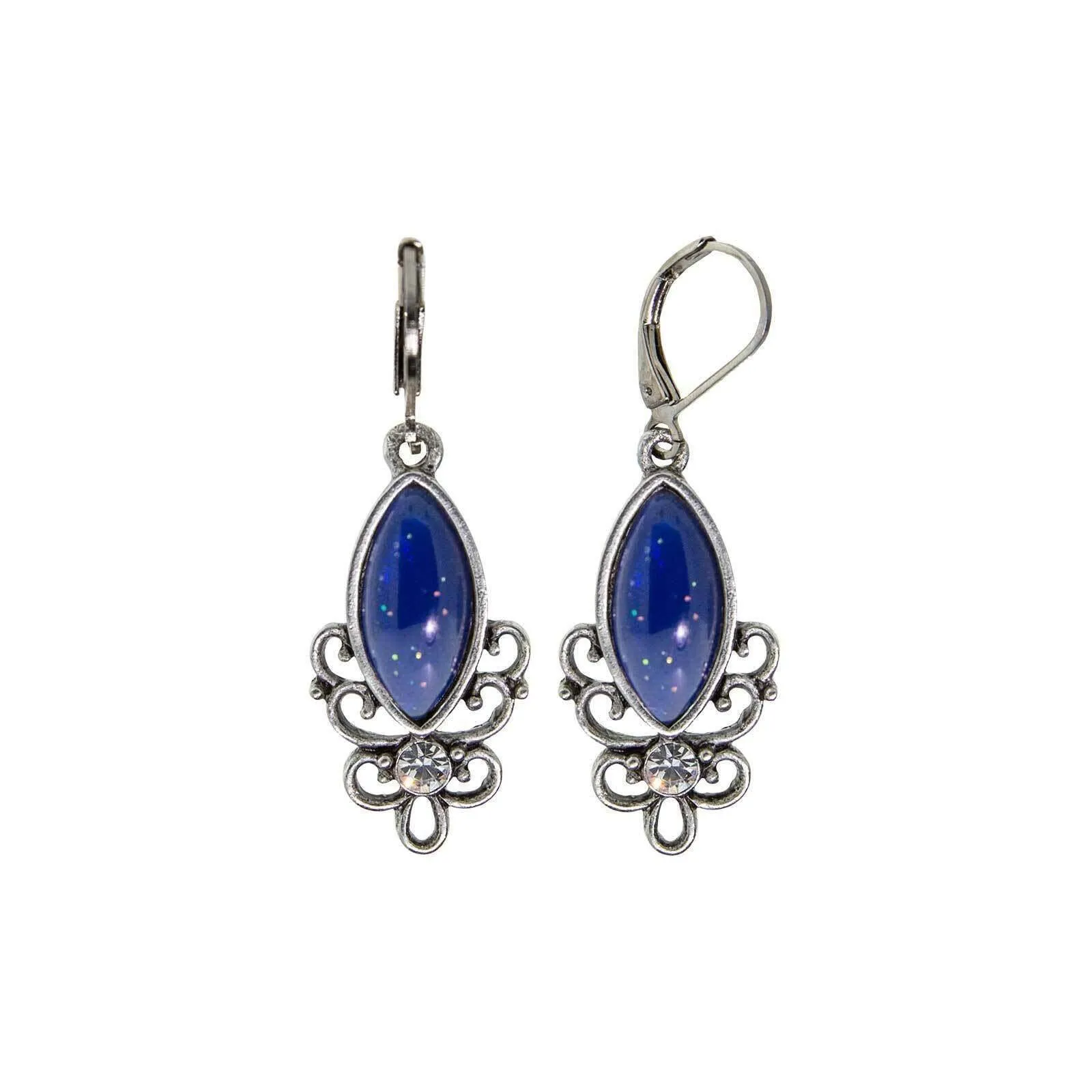 1928 Jewelry Pewter Filigree Drop Earrings