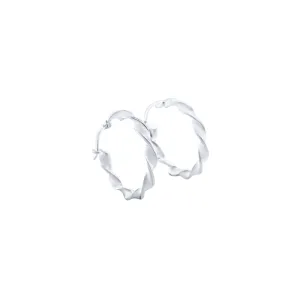 25mm Plain Flat Twist Hoop Earrings in Sterling Silver