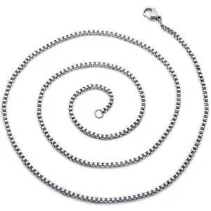 36 inch 2mm Stainless Steel Diamond Cut Box Chain Necklace