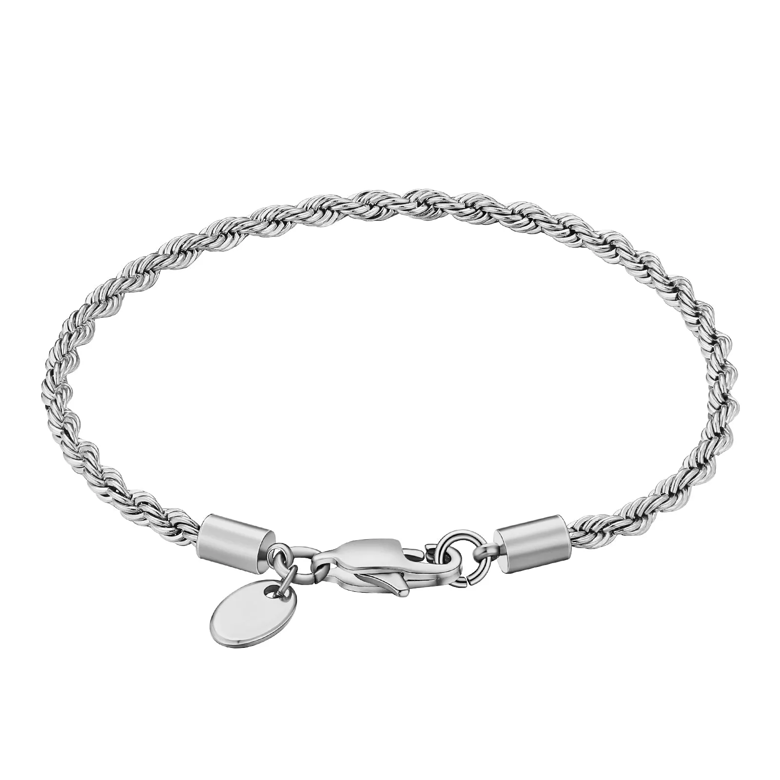 3mm/5mm Unisex Stainless Steel Rope/Cuban/Figaro Bracelet