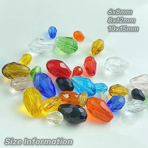 40pcs 10x15mm Crystal Glass Teardrop Beads Faceted Vertical Hole Shape Loose Spacer Beads for Jewelry Making DIY Bracelet Necklace Sewing Crafts Decoration(Orange)