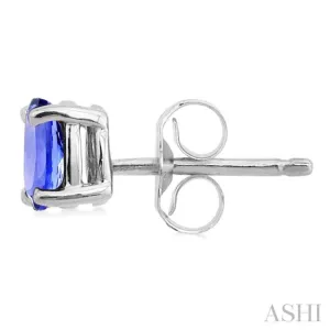 5x3MM Oval Cut Tanzanite Stud Earrings in 14K White Gold