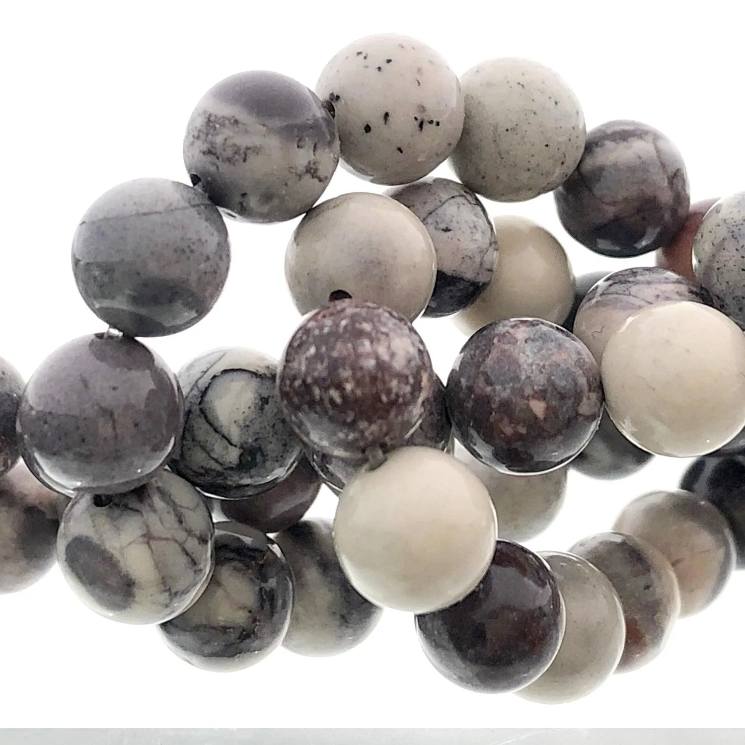 6mm Round Grade A Gemstone Beads - Porcelain Jasper (Pack of 10)