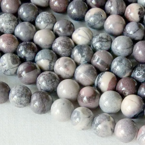 6mm Round Grade A Gemstone Beads - Porcelain Jasper (Pack of 10)