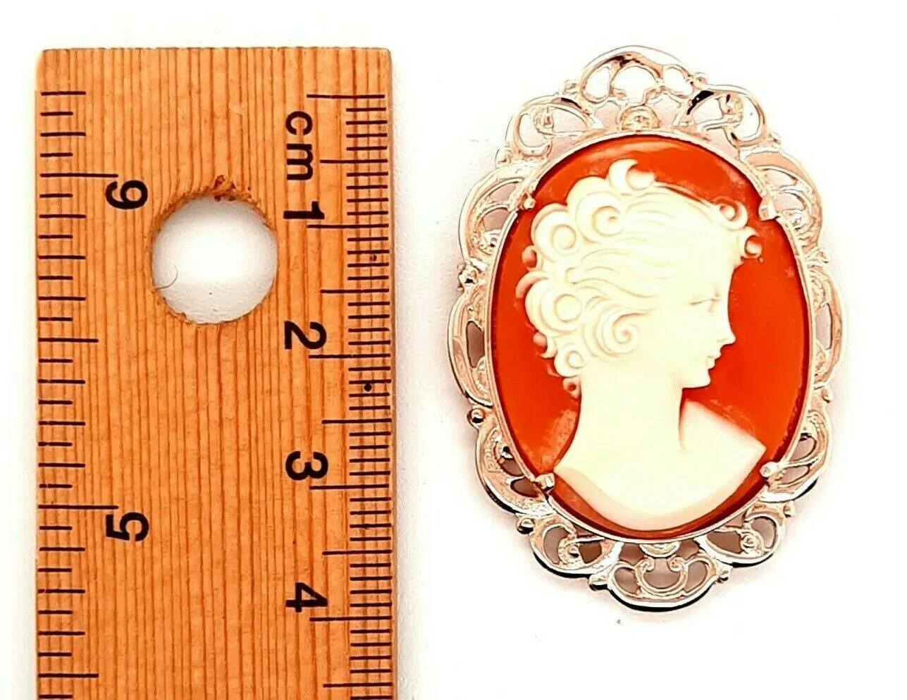 9ct Rose Gold Portrait Shell Cameo Brooch