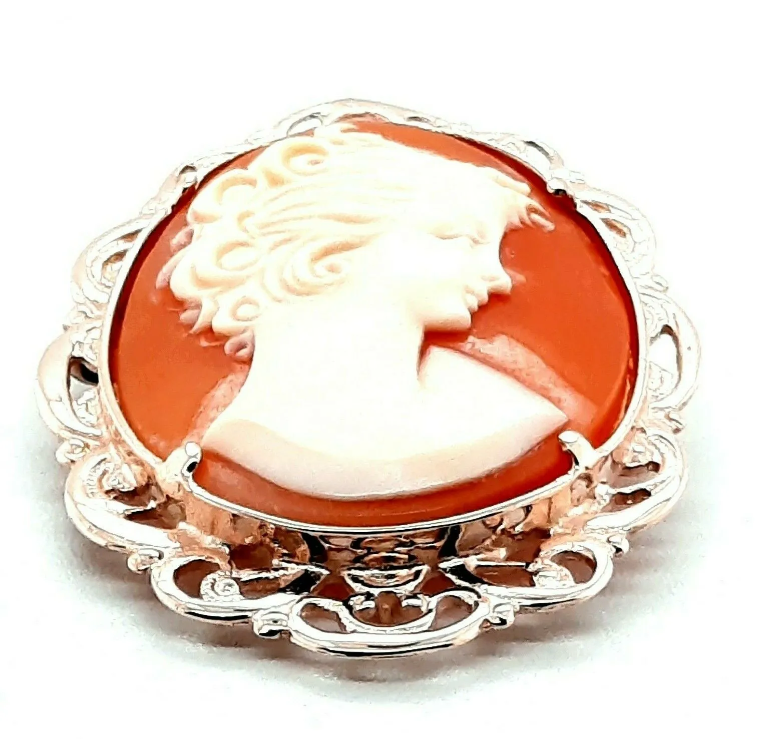 9ct Rose Gold Portrait Shell Cameo Brooch