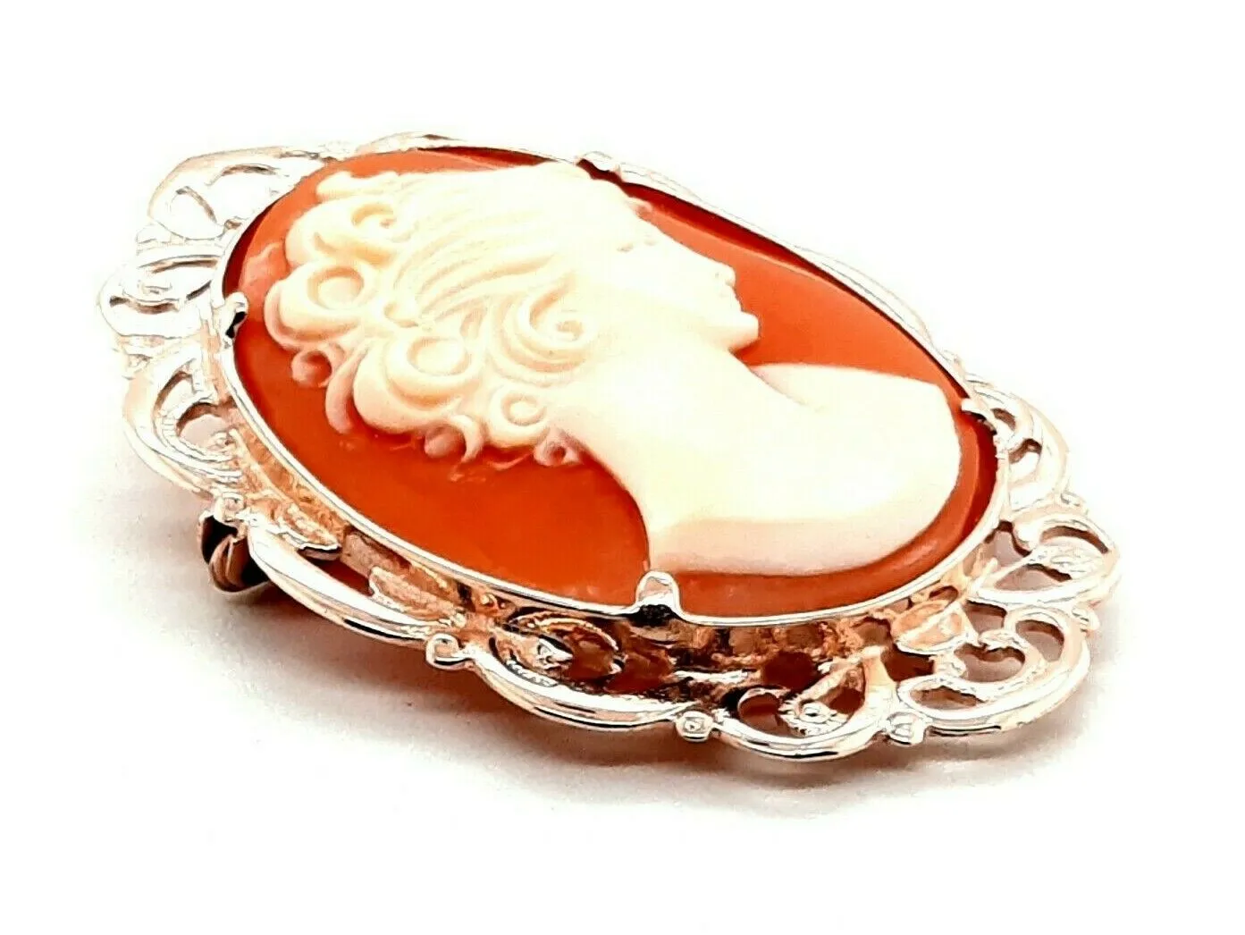 9ct Rose Gold Portrait Shell Cameo Brooch