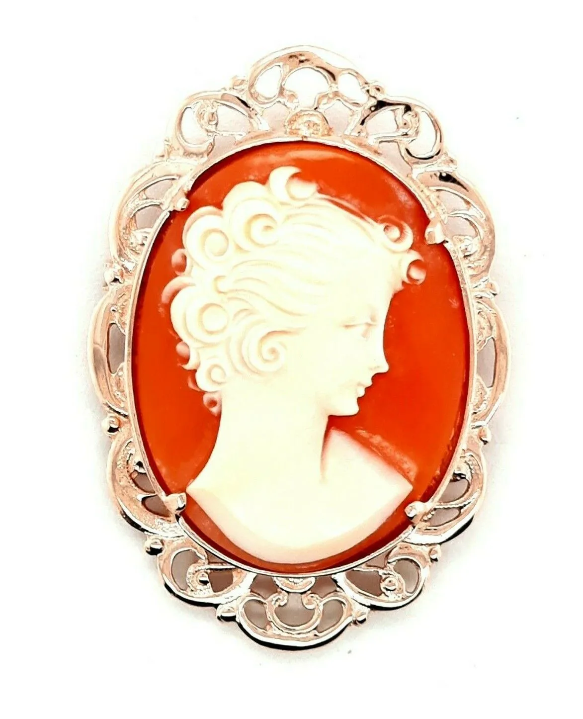 9ct Rose Gold Portrait Shell Cameo Brooch