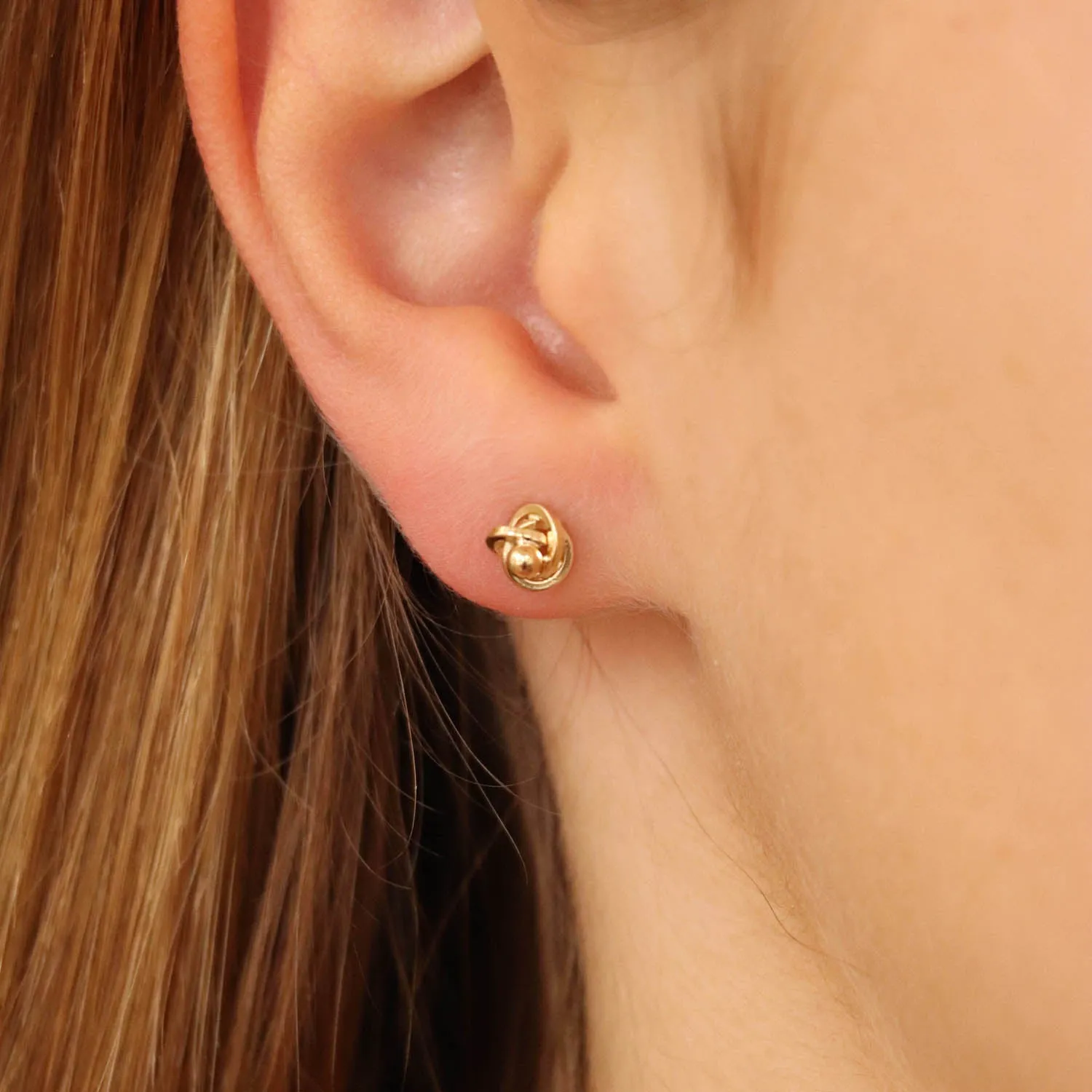 9K Yellow Gold Knot Ball Stud Earrings - 1.55.0443