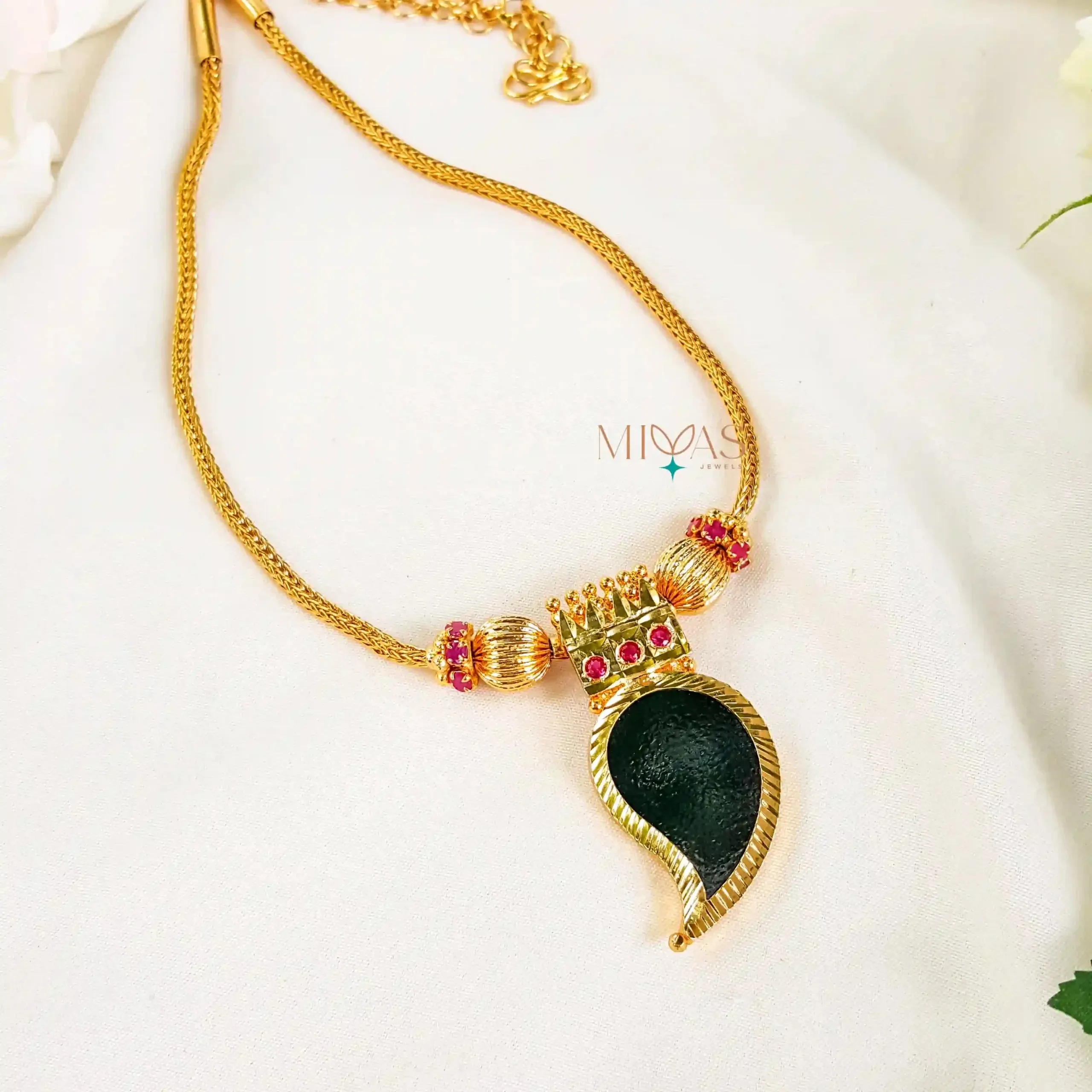 Adorable Palakka Mango Design Necklace - Left Side