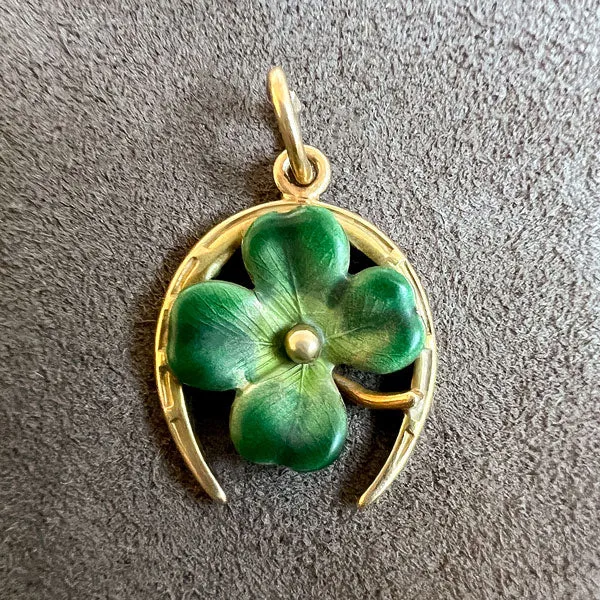 Antique Shamrock & Horseshoe Charm