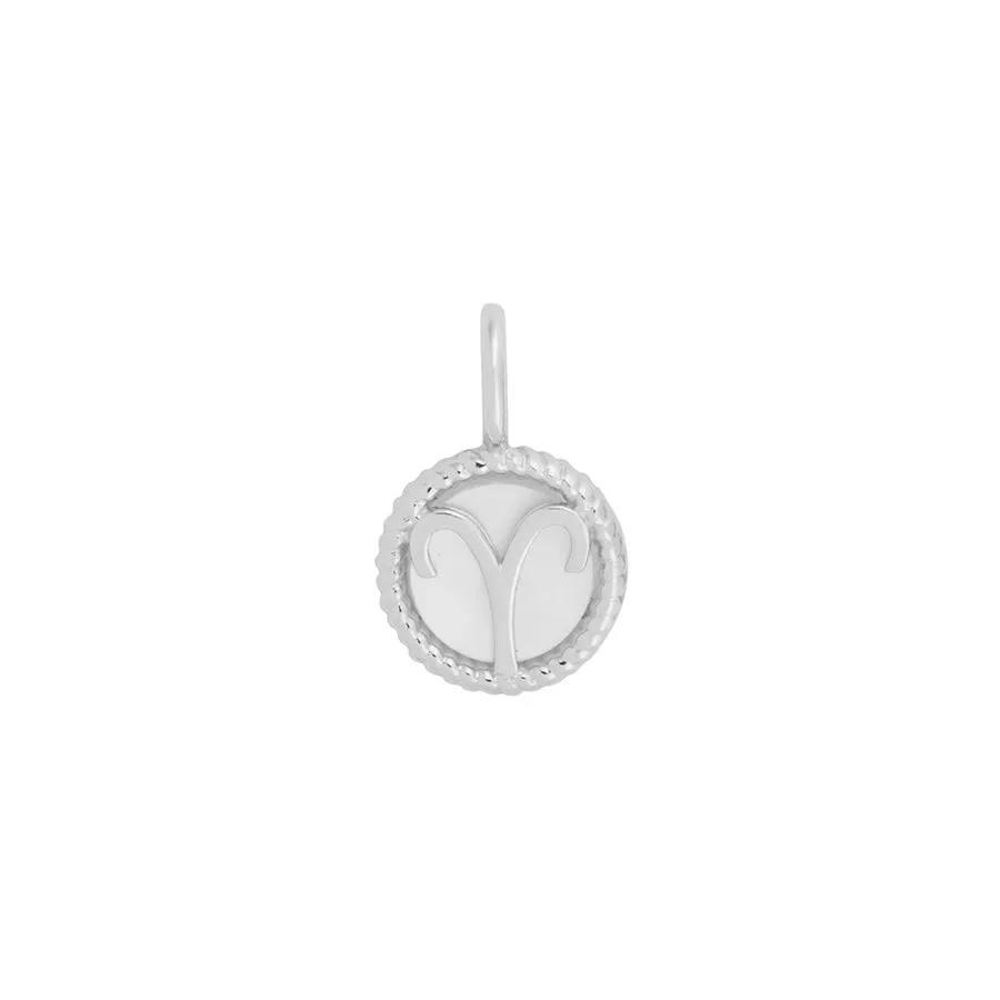 Aries Zodiac Mother of Pearl 925 Sterling Silver Pendant