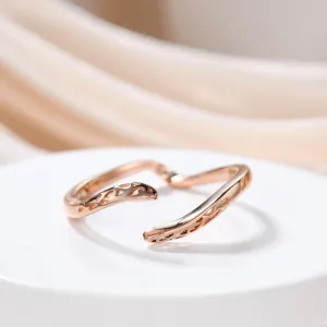 Art Deco Plain Gold Band Open Gap 14k/18k Pink Gold Stacking Wedding Band Anniversary Gift