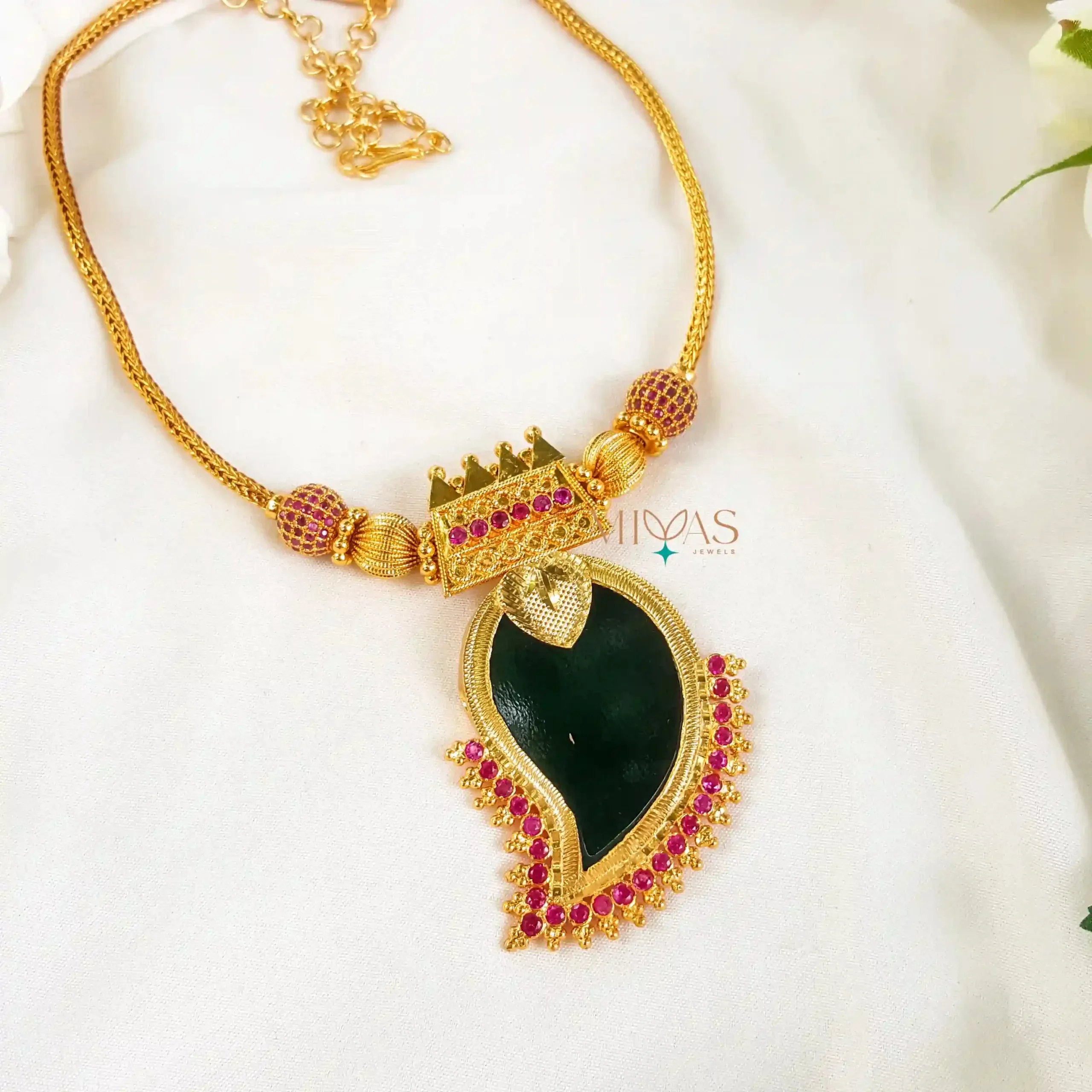 Attractive AD Stone Mango Palakka Necklace