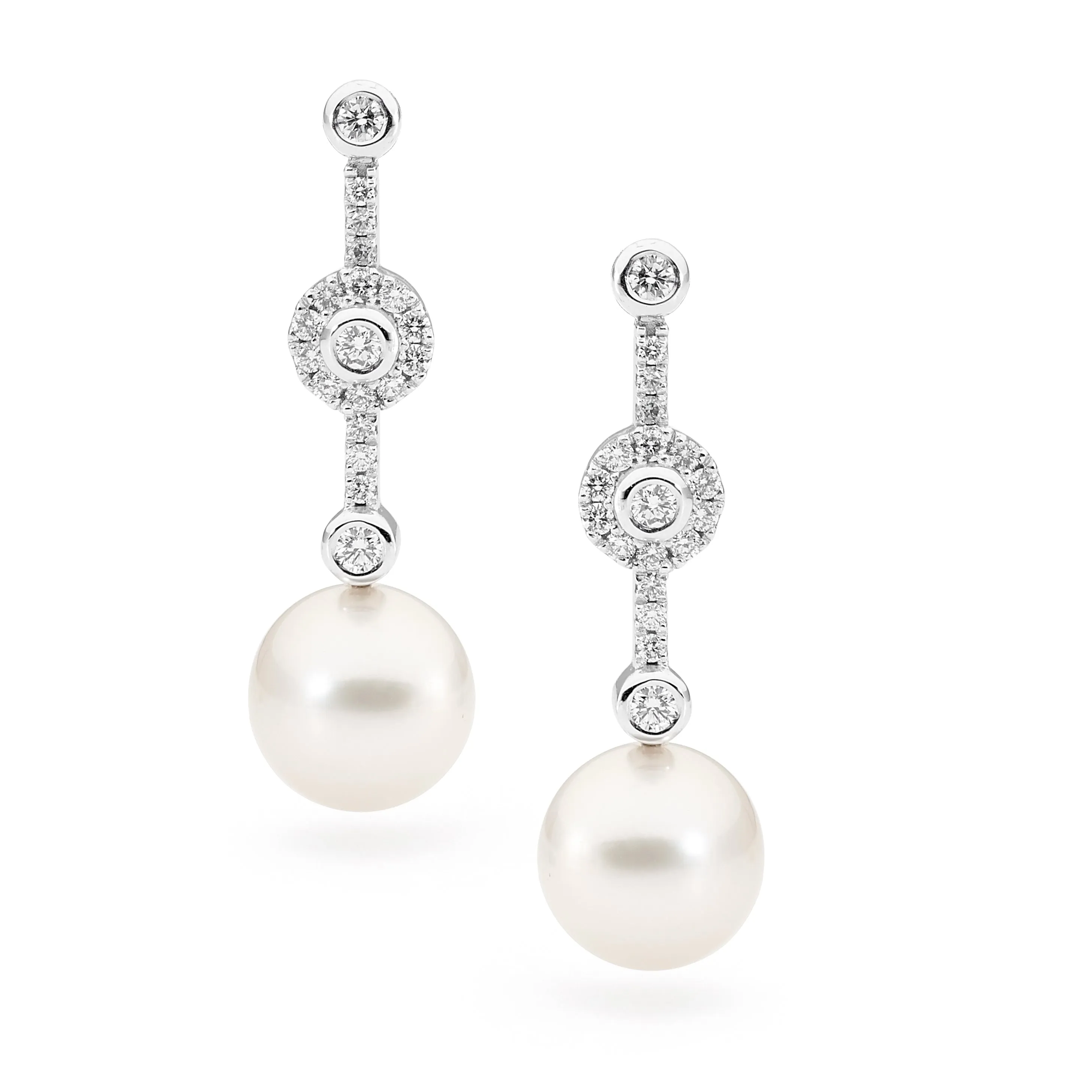 Australian South Sea Pearl and Diamond Drop Earrings