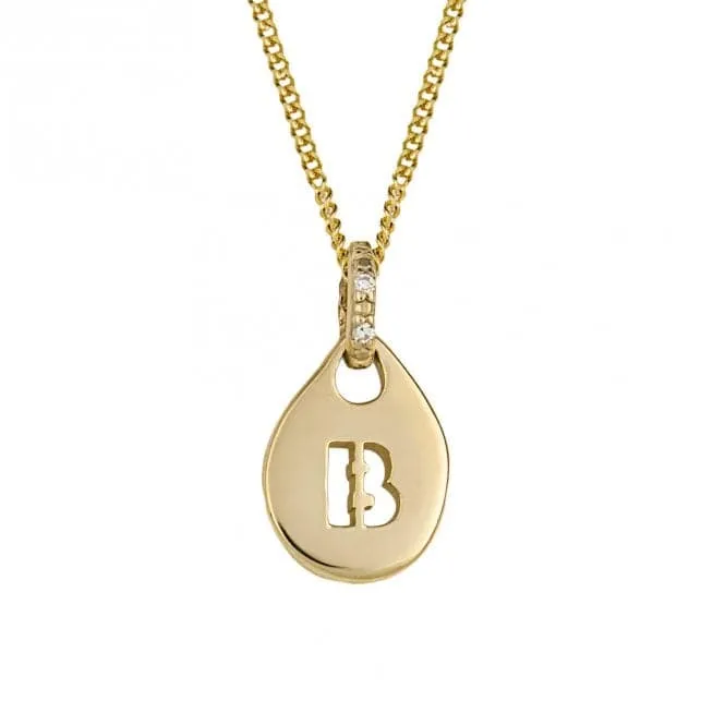 B Organic Initial Tag with Diamond Set Bale Pendant GP2310