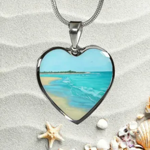 Beach Painting Heart  Necklace