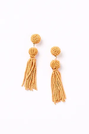 Beaded Tassel Earrings in Tangerine