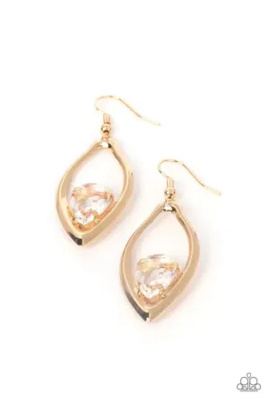 Beautifully Bejeweled Gold Earrings - Paparazzi Accessories