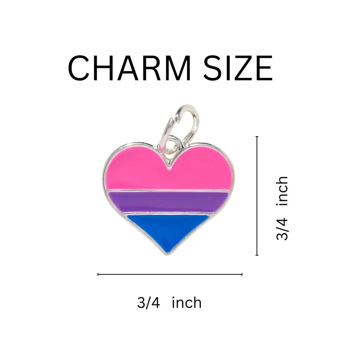 Bisexual Flag Beaded Heart Charm Bracelets