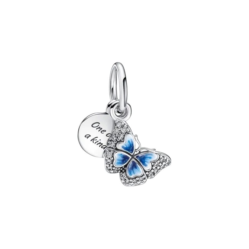 Blue Butterfly and Quote Double Charm