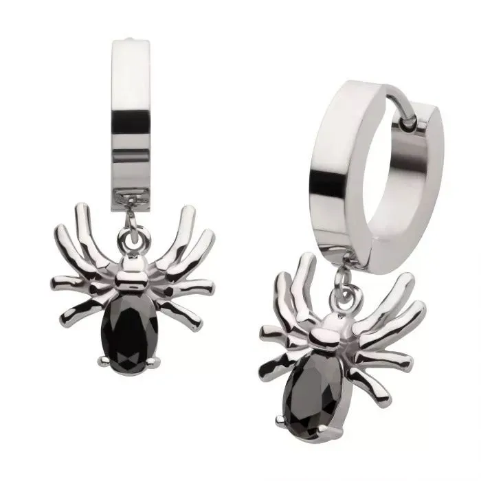 Body Vibe | Black Spider Dangle Huggie Earrings