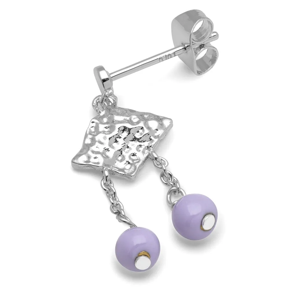 Boheme Purple earring 1 pcs silver plated - Purple