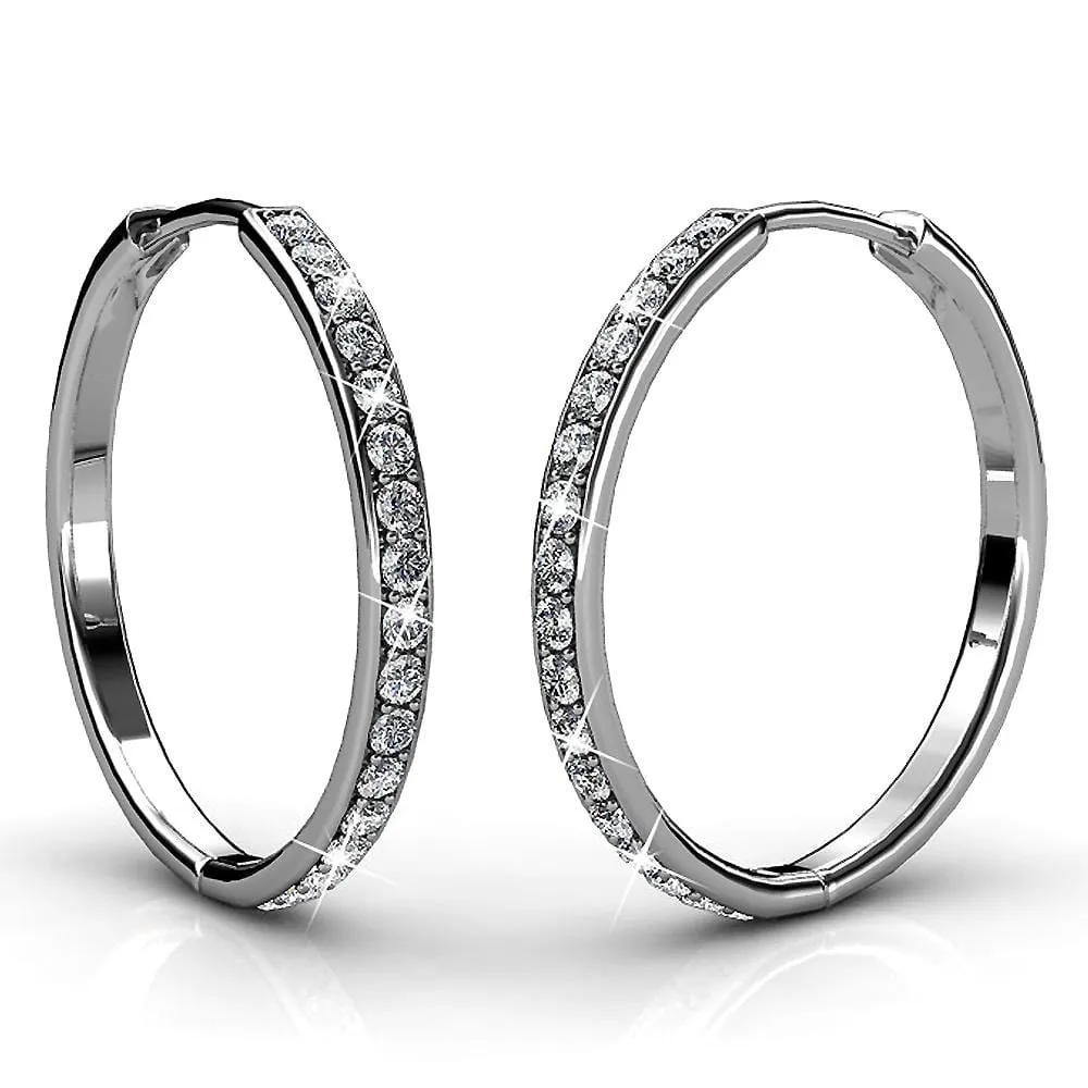 Boxed 2-Pairs Encrusted Hoop Earrings Set Embellished with SWAROVSKI crystals