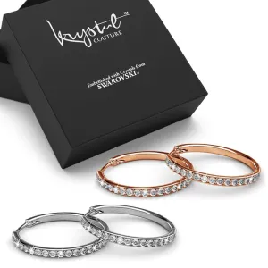 Boxed 2-Pairs Encrusted Hoop Earrings Set Embellished with SWAROVSKI crystals