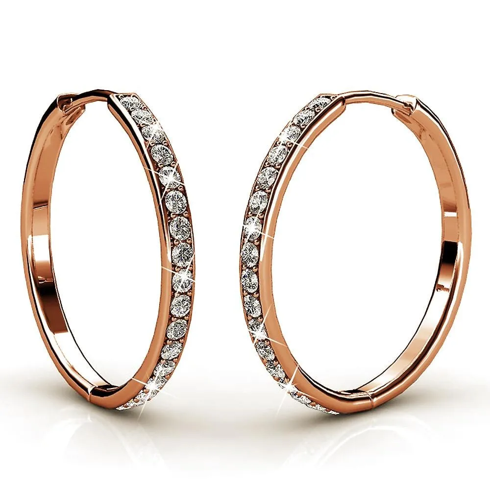 Boxed 2-Pairs Encrusted Hoop Earrings Set Embellished with SWAROVSKI crystals