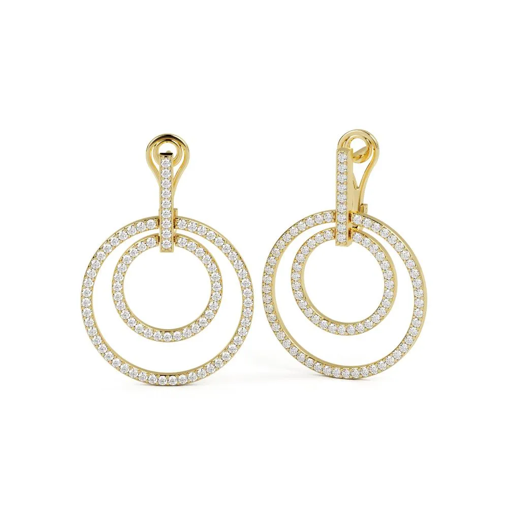 Bright Beams Circles Earrings 3 Natural Diamonds in Yellow Gold