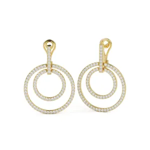 Bright Beams Circles Earrings 3 Natural Diamonds in Yellow Gold