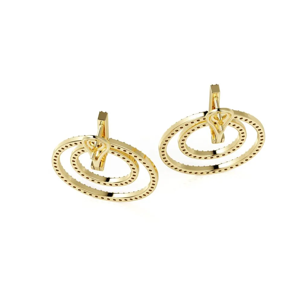 Bright Beams Circles Earrings 3 Natural Diamonds in Yellow Gold